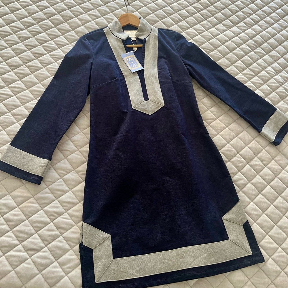 Sail to Sable Navy and Silver Mini Dress